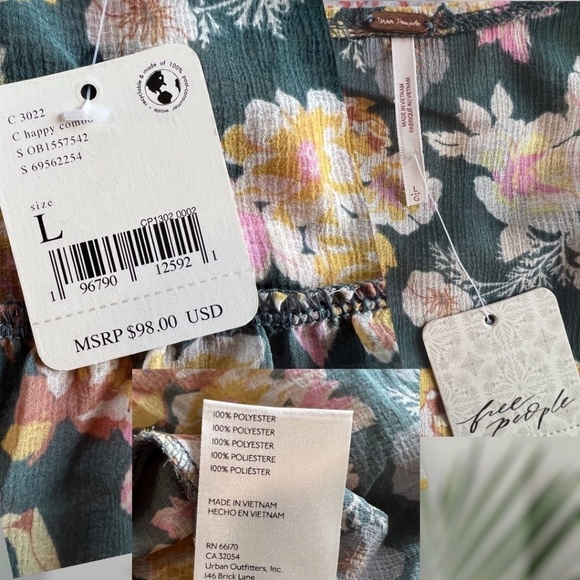 FREE PEOPLE Maybel Tie-Front Ruffled Blouse (Green/Pink) - Picture 13 of 14